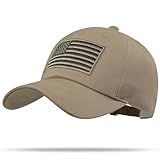 American Flag Hat, Adjustable Fit USA Baseball Cap for Men Women, Dad Hats, Outdoor Ball Caps for Casual Wear Khaki