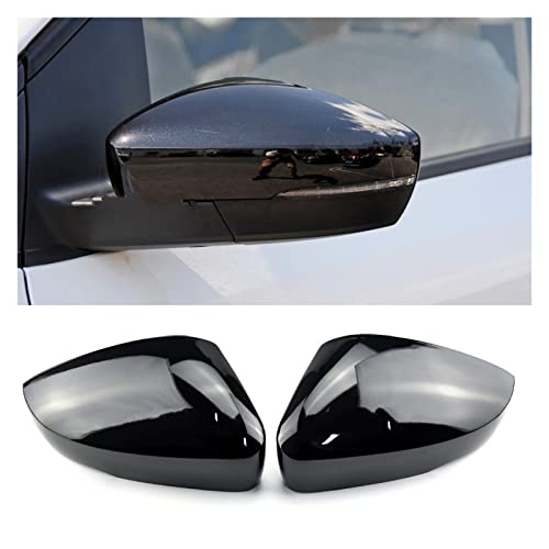 Foto von Außenspiegelkappe Seite Rückspiegel Abdeckung Für VW Für Polo Für MK5 6R 6C ABS Schwarz Seite Spiegel Kappen Zubehör Ersatz Shell Trim Seitenspiegel Abdeckkappen (Farbe : Bright black)