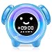 KNGUVTH Kids Alarm Clock, Updated Version Sleep Training Kids Clock with 7 Changing Colors Teach Girls Boys Time to Wake up, 6 Alarm Rings, NAP Timer, Rechargeable Battery USB Charging Clock (Blue)