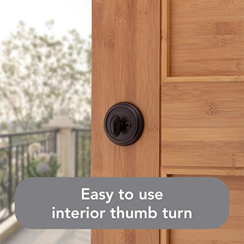 Baldwin Round, Single Cylinder Front Door Deadbolt Featuring Smartkey Re-Key Technology And Microban Protection, In Venetian Bronze #TOP4