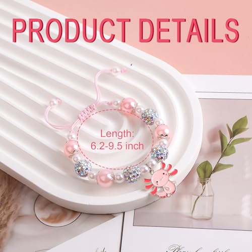 Kawaii Axolotl Bracelet/Necklace Cute Axolotl Stuff Birthday Christmas Jewelry Gifts for Gir Daughter Granddaughter Niece (Axolotl Set)2