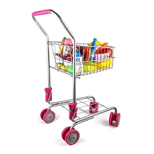 Precious Toys Kids & Toddler Pretend Play Shopping Cart with Groceries