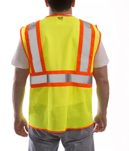 Image of Tingley Job Sight V70642 High Visibility Class 2 Two-Tone Mesh Vest, 4X-5X, Fluorescent Yellow-Green | 100% polyester mesh, Job Sight V70642 high-visibility Class 2 Two-Tone Mesh Vest