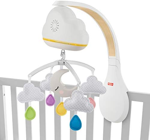 Fisher-Price Chmurkowa karuzelka uspokajacz, zabawka z dźwiękami do łóżeczka dla dzieci od narodzin, GRP99