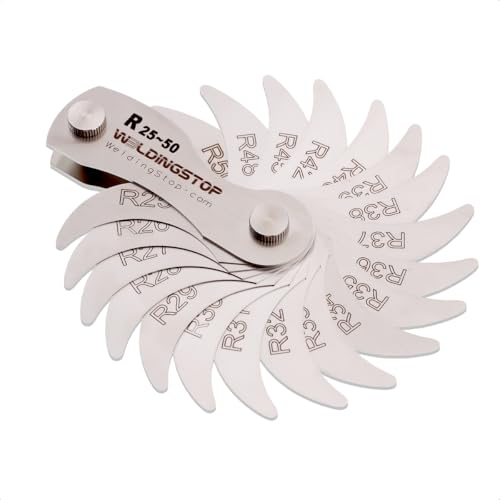 WeldingStop R25-50mm Radius Gauge Set, Stainless Steel Radius Fillet Gage Portable Concave Convex Measuring Tool for Tool Check