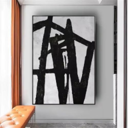 Peinture abstraite en noir et blanc d'art mural moderne sur grande toile