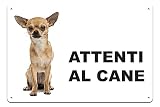 Phonecasing Cartello Segnale Attenti al Cane in Alluminio 3 mm Composito (20 cm x 15 cm, Chihuahua)