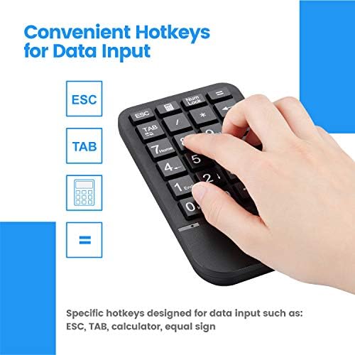 perixx PERIPAD-705 Wireless Numeric Keypad, for Laptop and Desktop Computer, Big Print Letter, Tab & ESC Key Included (11574)