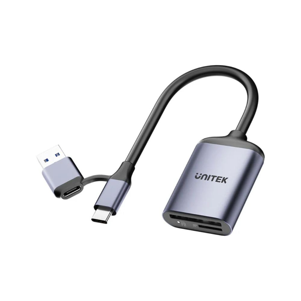 UNITEK - Lector de tarjetas de memoria SD 4.0 / Micro SD 4.0 - USB-C/USB-A