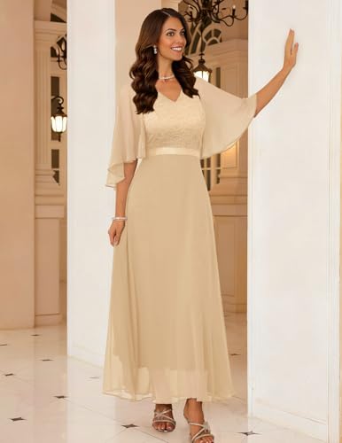 Image of DRESSTELLS Wedding Guest Maxi Dress Mother of Bride 2026 Fall Evening Gown