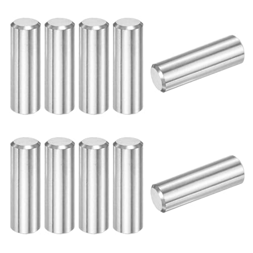 M METERXITY 10-Pack 6 x 20 mm Dowel Pin, 316 Stainless Steel Support Pin Fastener Elements for Metal Devices/Wooden Projects, Cylindrical Shelf Support Pin [Silver Tone]