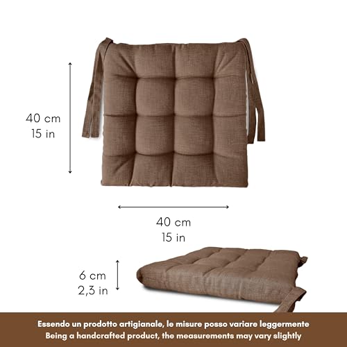 Miniatura 2 de Il Tuo Artigiano Design Juego De 6 Cojines Para Sillas De Comedor Fabricados En Italia, Cojines Para Sillas De 40 X 40 Cm, 6 Cm De Grosor, Cojines Exterior Jardin, Cojines Sillas Comedor 6, Marrón