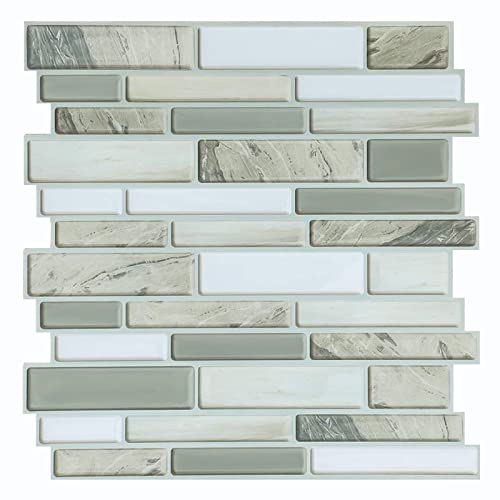 HUE DECORATION 10 Pack 3×Stronger & Thinker Upgraded 12X12 Inch Peel and Stick Backsplash for Kitchen Peel and Stick Tile with Stick on Tiles Kitchen Backsplash Tiles Peel and Stick