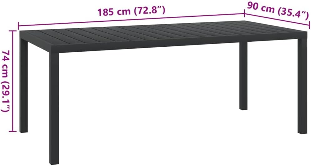 vidaXL Garden Terrace Patio Table with dimensions
