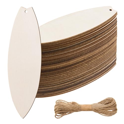 AWIZOM 48 Pcs Wood Surfboard Cutouts Unfinished Wooden Surfboard Ornaments Blank Wood Slices with...