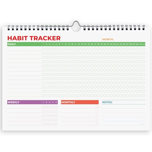 Hadigu Habit Tracker Calendar (Undated 12 Month) with Spiral Bound