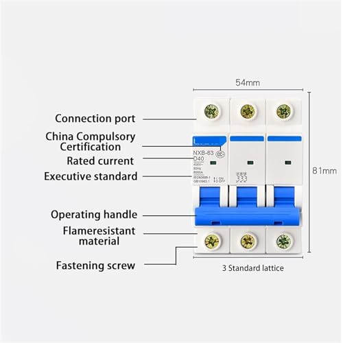Interrupteur NXB-63 protecteur de surcharge triphasé 6A D - 3