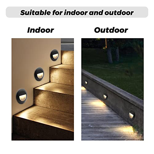 FWoche 3W Wall Recessed Lamp Stair Lights Warm White, Round Staircase Light, LED Step Night - Image 4
