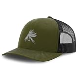 Custom Richardson Trucker Hat Silver Fly Fishing Embroidery Polyester Mesh Baseball Cap Snaps Loden/Black Design Only