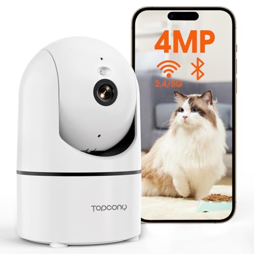 【2026・2.4Gと5GWiFi対応・400MP】ペットカメラ Topcony 見守り 室内防犯カメラ Bluetoothペアリング 自動追尾 24時間録画 iPhone/Android スマホで見れる 遠隔操作 レンズのオフ可能 PTZ首振り 赤外線暗視 双方向会話 Alexa連携 カード/クラウド 人体/音声/動体検知 警報通知 家族共有 猫犬 赤ちゃん 年寄り介護 安全認証