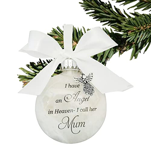 Timpfee Boules de Noël commémoratives avec boule en plumes « I Have an Angel in Heaven » avec petit ange - Décoration à suspendre pour maman et papa Cover