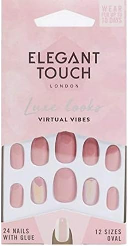 Elegant TouchLuxe Looks False Nails Collection Virtual Vibes 24 Oval Shaped Nails With Glue