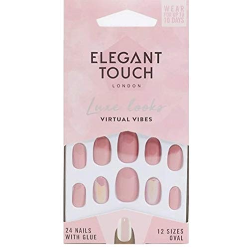 Image of Elegant Touch Luxe Looks False Nails Collection Virtual Vibes 24 Oval Shaped Nails With Glue