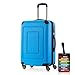 Produktbild Happy Trolley - Lugano Hartschalen-Koffer Koffer Trolley Rollkoffer Reisekoffer Lugano, sehr leicht, TSA, 66 cm, 78L Cyan Blau + Design Kofferanhänger