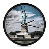 Reloj de pared silencioso y sin tictac: este reloj redondo de Estatua de la Libertad en Nueva York para el aula utiliza un movimiento de cuarzo preciso superior para asegurar el verdadero silencio y la hora de precisión con la segunda manecilla suave. Disfruta de un ambiente tranquilo y duerme tranquilamente con este reloj de pared de Estatua de la Libertad en Nueva York para decoración de sala de estar