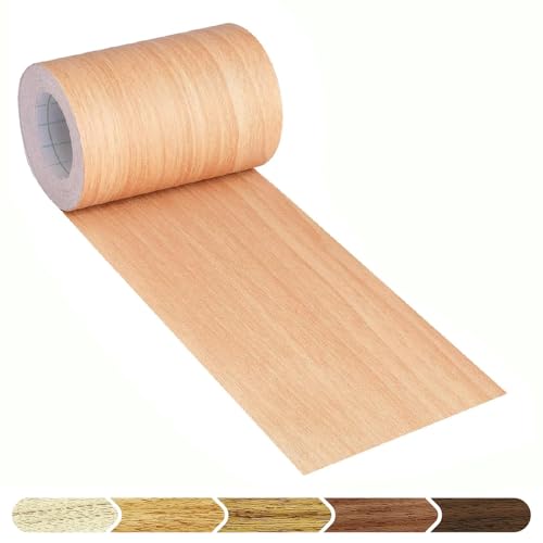 Image of Orange Colour Wood Border Wallpaper Peel and Stick Wooden Contact Paper for Countertops Border, Wall Corners Stickers and Wall Decor Waterproof Self Adhesive 6x240 Inch