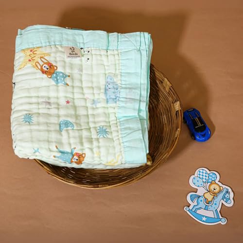 Image of SMILE BABY 100% Organic Cotton 6-Layer Muslin Baby Blanket (100x110 cm) is Super Soft, Breathable, and Gentle on Baby's Skin. Perfect for Comfort, Warmth, and Everyday use. Includes 1 Blanket