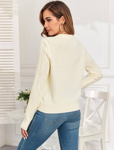 Image of ZAFUL Womens Oversized Sweaters 2025 Cable Knit Chunky Sweater Long Sleeve Crewneck Pullover Loose Outfits