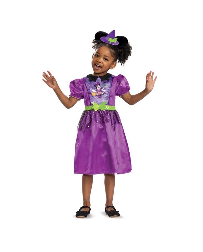 Disney Spooky Witch Minnie Mouse Fancy Dress for Kids & Toddlers, Official by Disguise
