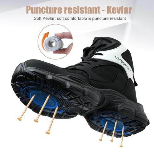 Image of Hogent Steel Toe Shoes for Women Men Wide Non Slip Composite Work Sneakers Indestructible Comfortable Safety Tennis Shoes Lightweight Breathable Construction Sneakers Puncture Proof Ergonomic Design