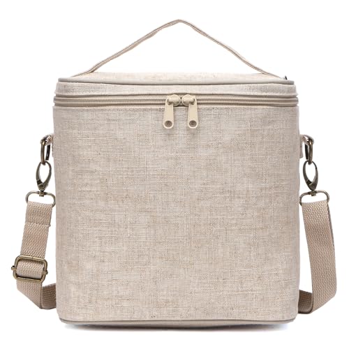 neatlife Lunch Bag for Women, Soft Linen Lunch bag with ...