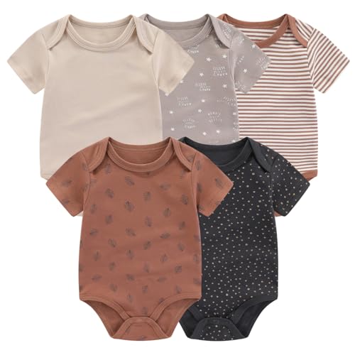 Image of JELYLOVE Fashion Unisex baby Boy Girl Bodysuits 5-Pack Casual Cotton Soft Infants Outfit New born Clothes