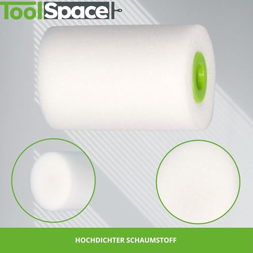 ToolSpace 10x Lackierwalze 5 cm Farbroller Klein Lackierrolle Lösemittelbeständig Lackrolle Schaumwalze Fein für Lack Schaumstoffwalze Schaumstoffrolle Farbwalzen zum Lackieren Möbel Holz Glas Keramik