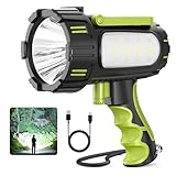 AlpsWolf Rechargeable Flashlights High Lumens, Super Bright 10000mAh Spotlight Flashlight with Built-in Stand & 3 Color Lenses, Water-Resistant LED Handheld Flashlight for Camping, Search, Emergencies