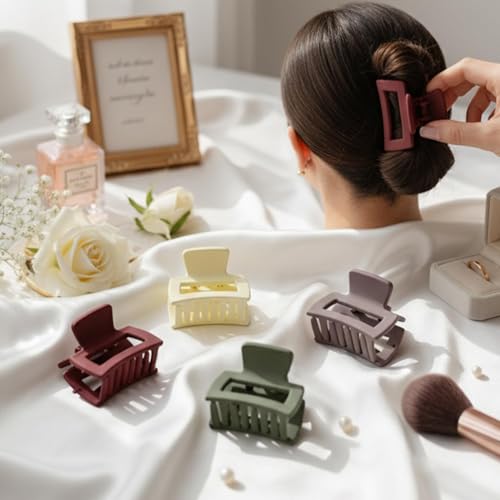 Image of Alvero Korean Style Matte Hair Claw for Women & Girls, Strong Hold Non-Slip Assorted Jaw Clips, Stylish Thick & Thin Cluchure for Wedding & Party (Assorted Color & Design, Pack of 1-Piece)