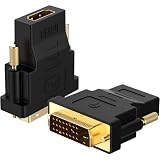 DVI to HDMI, Bidirectional DVI-D to HDMI Male to Female Adapter with Gold-Plated 2 Pack