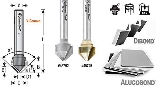 Image of Amana Tool - 45794 Carbide Tipped Double Edge Folding V-Groove 90 Deg x 0.090 inch Tip Wid