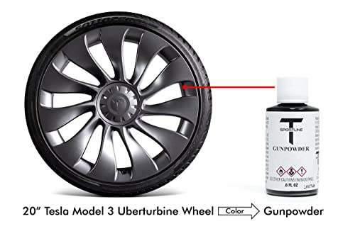 T Sportline Tesla Wheel Touch Up Paint For Gunpowder Gray (Satin) 20” Model 3 Uberturbine/Sport/Zero G, 21” Model Y Uberturbine/Performance, 21” Model S Arachnid, 22” Model X Turbine Wheel/Rim #TOP2
