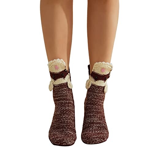 Adults Kids Funny Winter Warm Knit Thick Socks Novelty 3d Animal Wide Mouth Crew Socks Christmas Floor Socks (A-Brown Ferret, ONE SIZE)