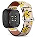 CJBROES Replacement Leather Watch Band, Compatible with Fitbit Versa 3 and Fitbit Sense of Wristband Bracelet Accessory - Sunflower Texture on