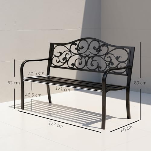 Banc de jardin 3 places robuste contre la rouille noir