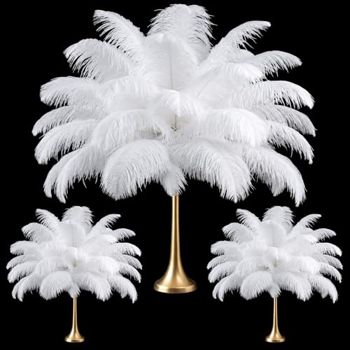 Piokio 100 Pcs Large Natural White Bulk Ostrich Feathers
