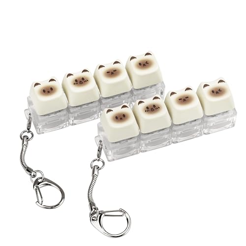 2 Pack Cute Cat Keyboard Fidget Toy – Clicky, Creamy Stress Relief Fidget Clicker Keychain – Quiet Fidget Toys for Adults, Boost Focus & Calm Anxiety at Work, Travel – Ideal Stress