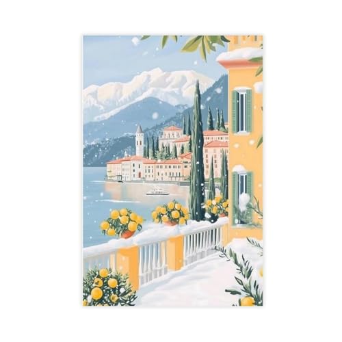 NFFBGFD Lago di Como, Lago di Como, stampa su tela, poster per camera da letto, decorazione paesaggistica, regalo, 20 x 30 cm