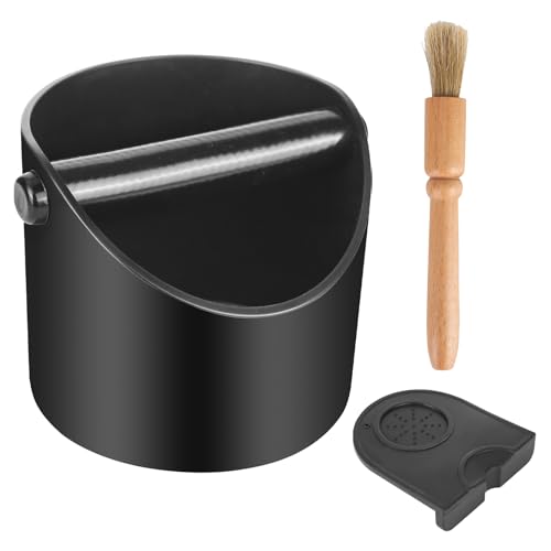 Knock Box – Recipiente para Posos de Café para Portafiltros, con Alfombrilla de Silicona, Cepillo de Limpieza y Barra de Golpeo Extraíble, Accesorio para Cocina y Cafetería