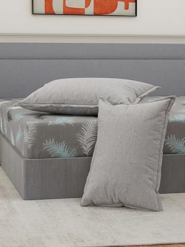 Image of Monte Carlo Aromatica Polyester Double Size Flat Bedsheet | 110 GSM | Leaf 1 Bedsheet with 2 Pillow Cover | Bedsheet 91 x 98 Inches, Pillow 18 x 27 Inches (Cool Grey)